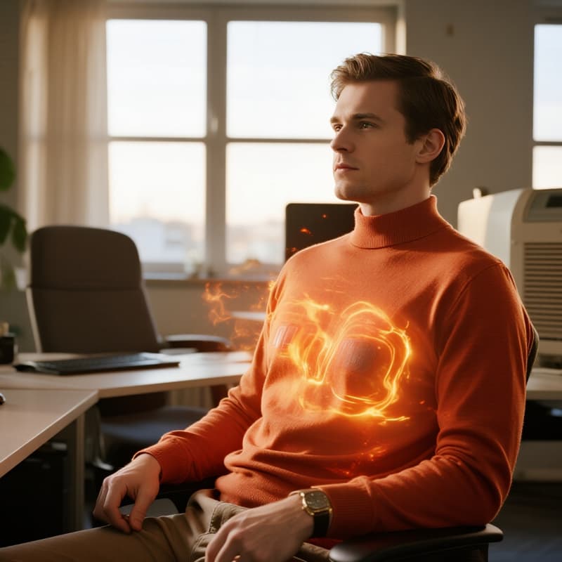 modern office worker wearing heated base