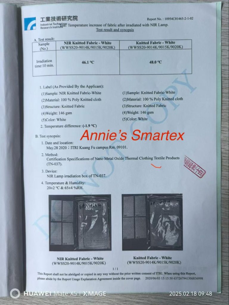 NIR Reflection Rate Test Report 01