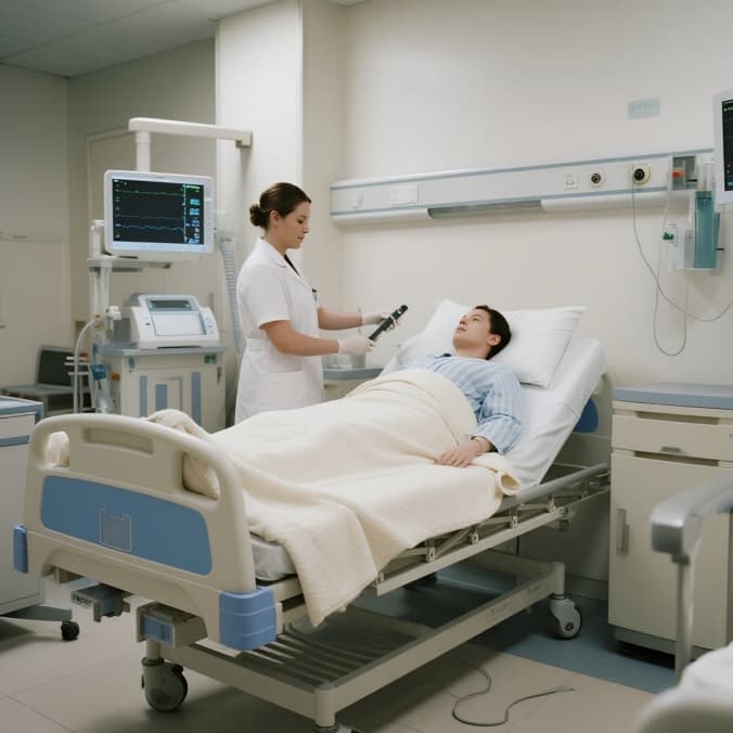 hospital patient recovery room with heat...