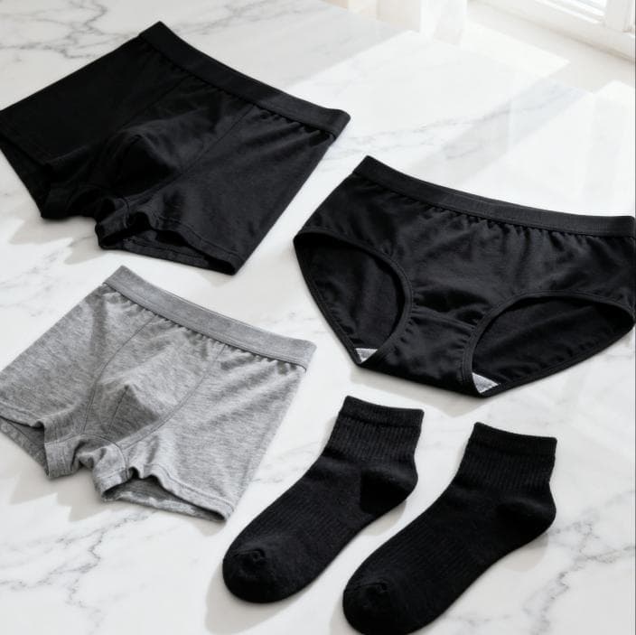 flat lay of men's and women's underwear ...(1)