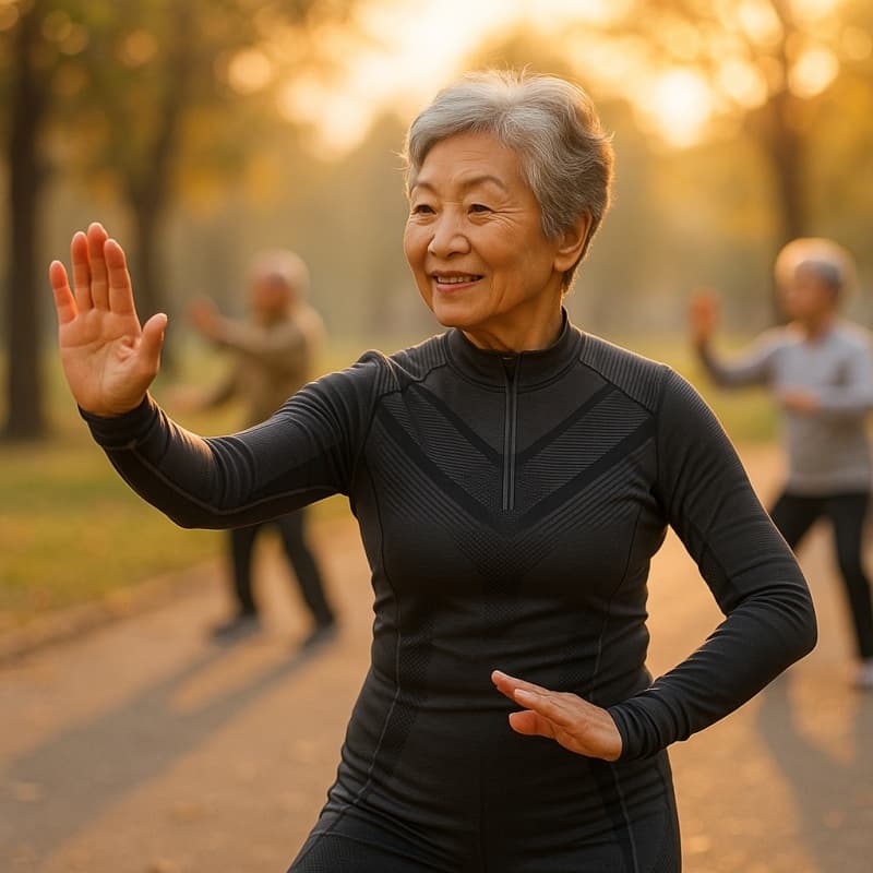 senior woman thermal sportswear morning exercise