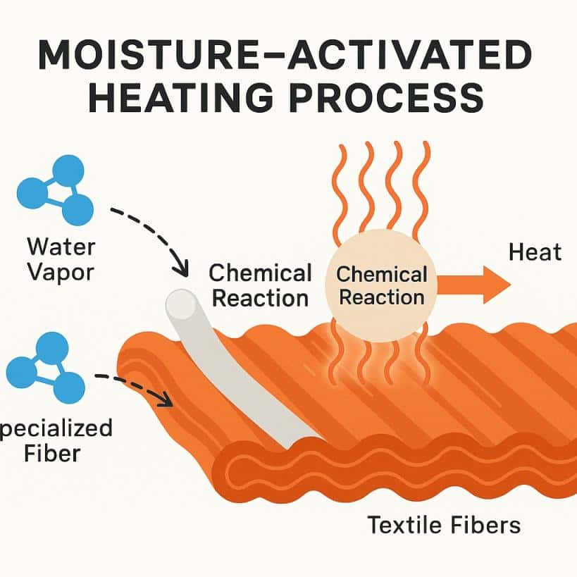 moisture activated textile heating moisture activated textile heating
