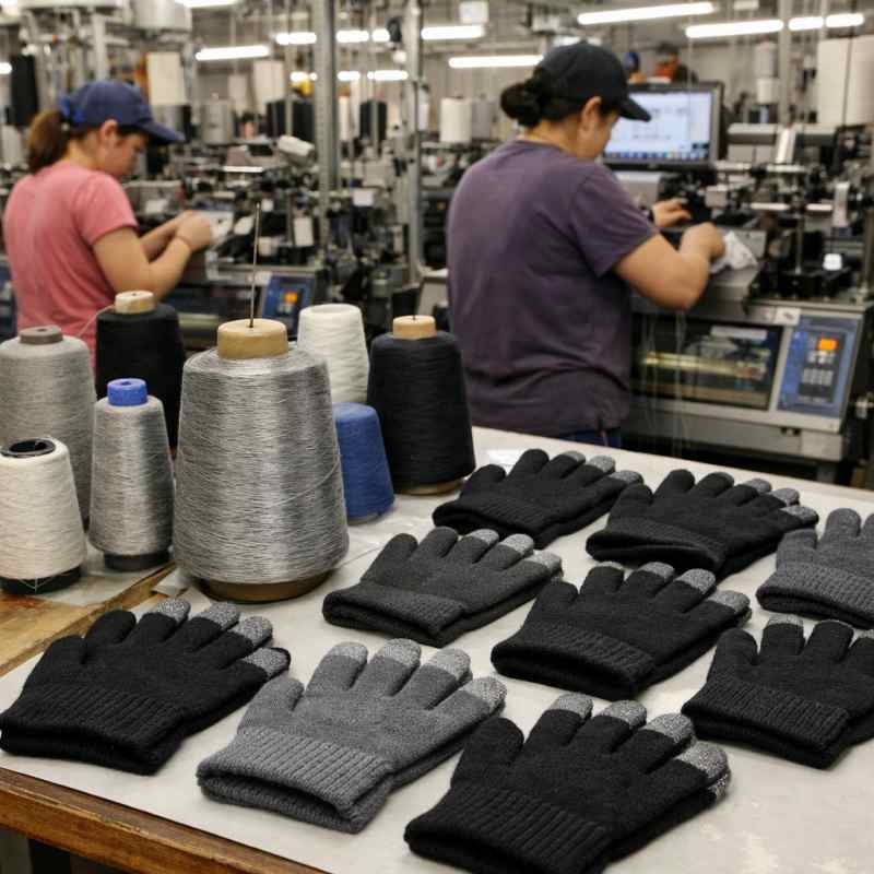 production of conductive touchscreen gloves using stainless steel yarn production of conductive touchscreen gloves using stainless steel yarn