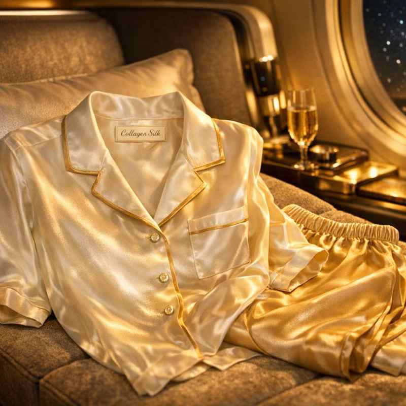 emirates first class collagen silk pajama skincare fabric