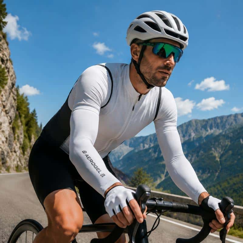 aerogel cooling arm sleeves while cycling aerogel cooling arm sleeves while cycling