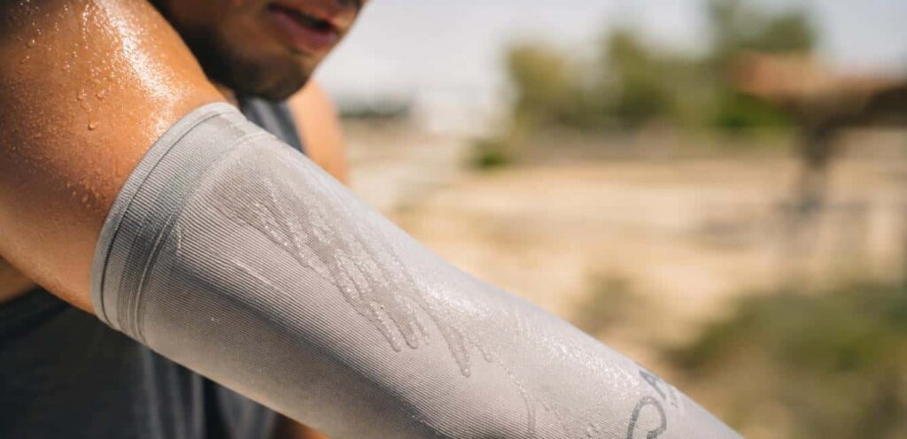 cooling sleeve outdoors on a hot sunny day cooling sleeve outdoors on a hot sunny day