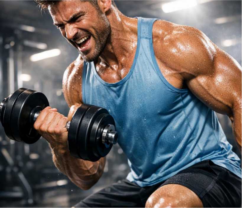Athlete doing HIIT training wearing IcSnow® cooling tank top