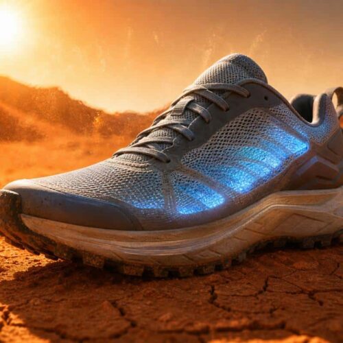 Refroidissement des chaussures de course sur sentier d&eacute;sertique