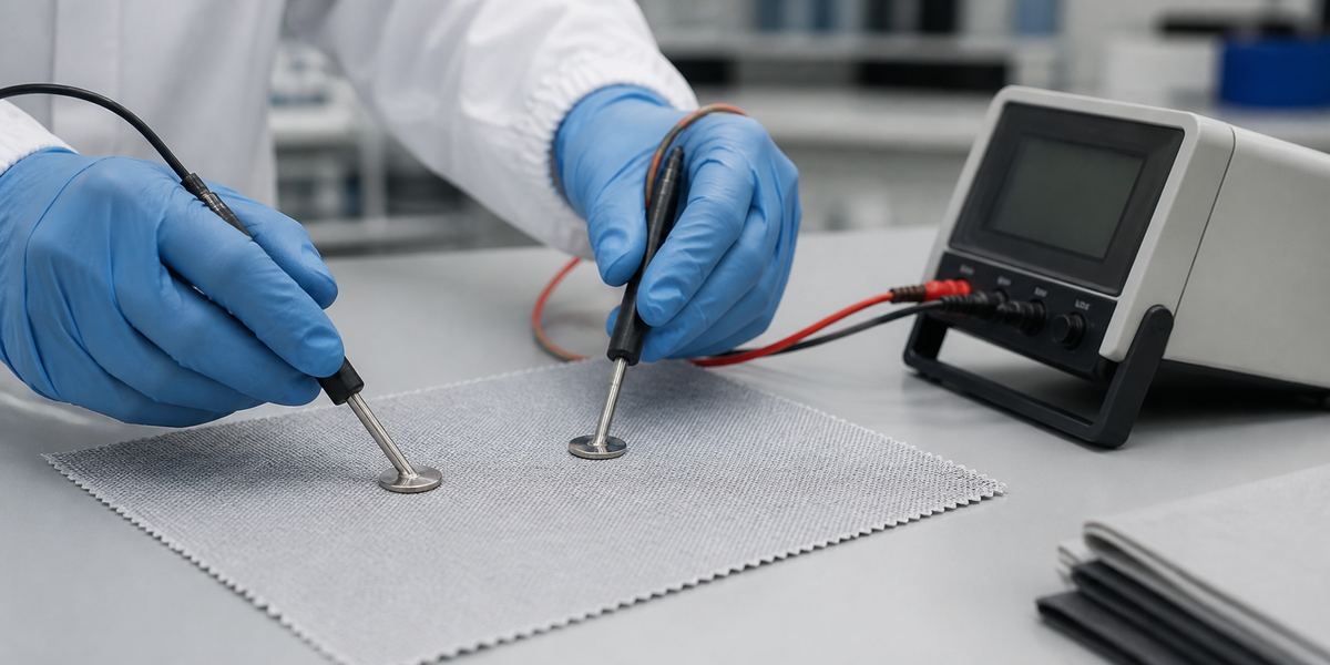 Laboratory resistance testing of anti-static fabric