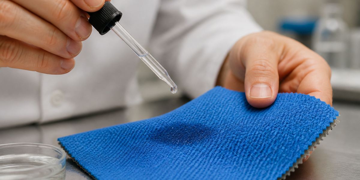 Controlled droplet evaluation on a knitted soccer jersey fabric swatch