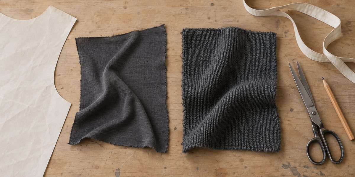 Two knit constructions placed side by side for a material decision