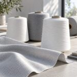 Concept scene of yarn cones and woven textile for the IcSnow BNX material platform